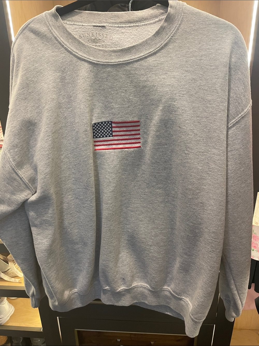 Sun-kissed Coconut American Flag CrewNeck